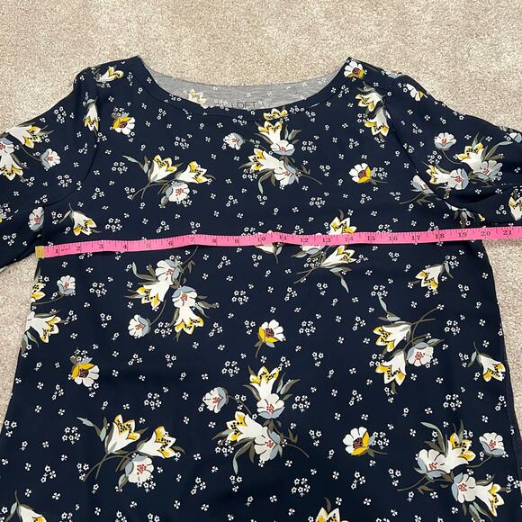 Loft Women's Navy Ruffled Short Sleeve Blouse with‎ Floral Pattern Size Medium - Picture 8 of 8